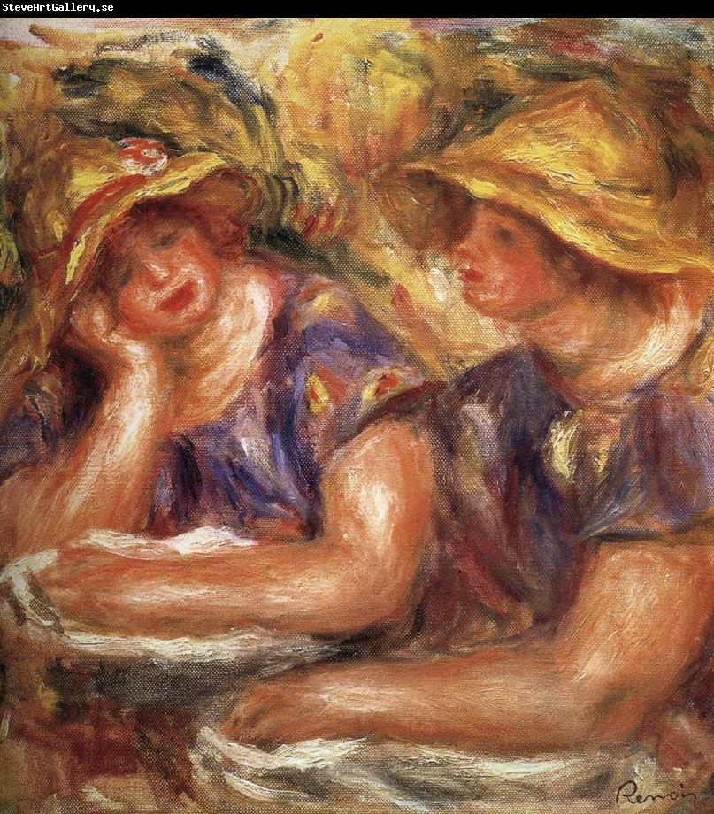 Pierre Renoir Two Women in Blue Blouses